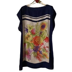 ZARA Navy Tropical Print Mini Casual Vintage Vibe Dress Medium